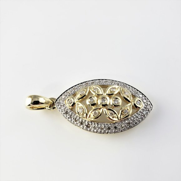 14 Karat Yellow and White Gold Diamond Pendant - Picture 3 of 9